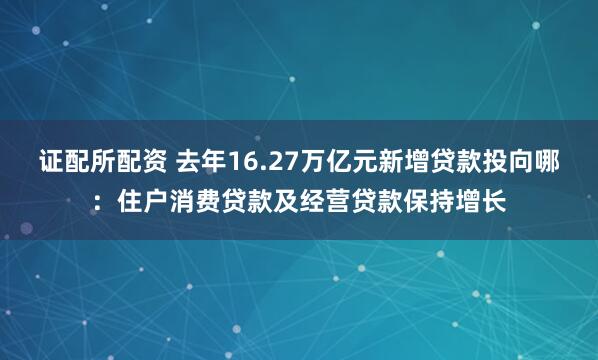 证配所配资 去年16.27万亿元新增贷款投向哪：住户消费贷款及经营贷款保持增长