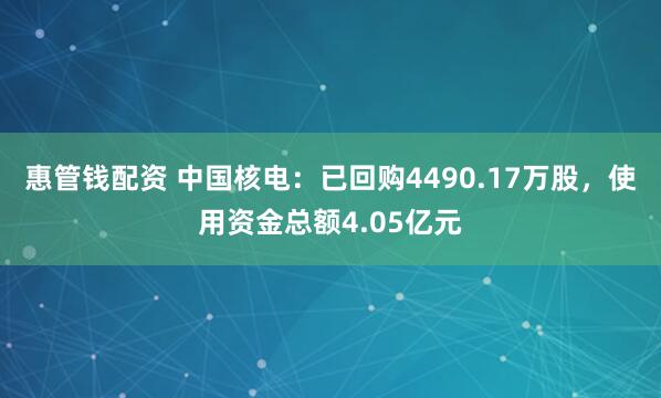 惠管钱配资 中国核电：已回购4490.17万股，使用资金总额4.05亿元