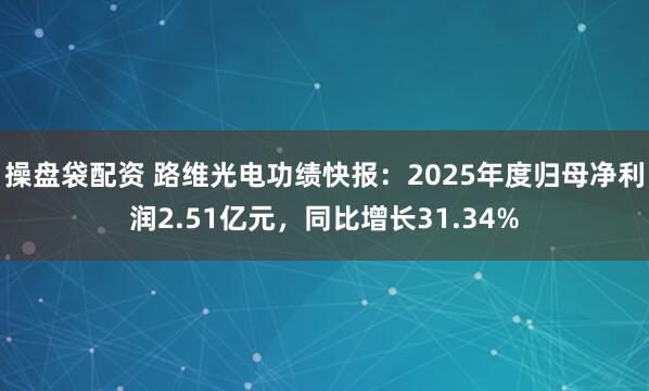 操盘袋配资 路维光电功绩快报:2025年度归母净利润2.51亿元,同比增长31.34%