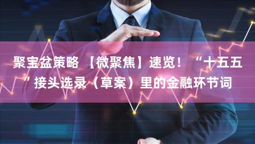 聚宝盆策略 【微聚焦】速览！ “十五五”接头选录（草案）里的金融环节词